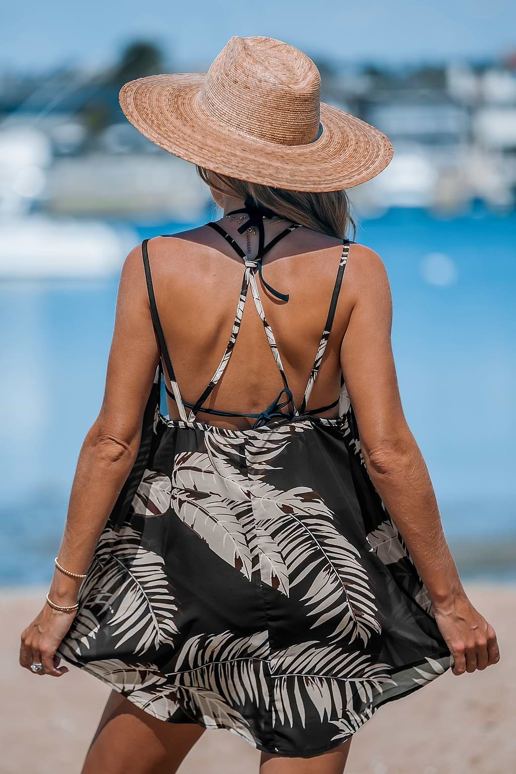 Robe cover up en mousseline à double bretelle