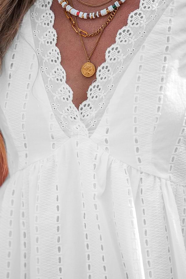 chinese dress ladies Fable Linen-Cotton Eyelet Mini Dress main image 0