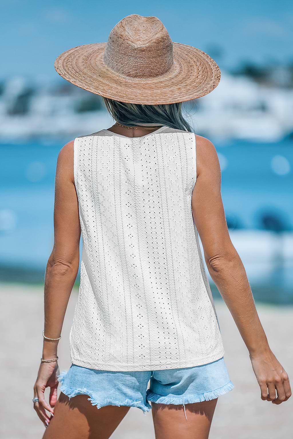 Jersey-Ösen-Top mit geknoteten Trägern