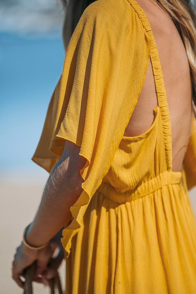 sunflower yellow formal dress Sunflower Yellow Mesh Maxi Dress - US 2