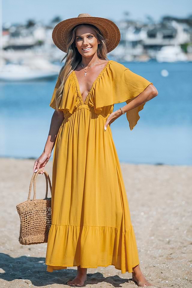 knee length dresses for ladies Butterfly Sleeve Midi Dress – Diva's Den Fashion, LLC