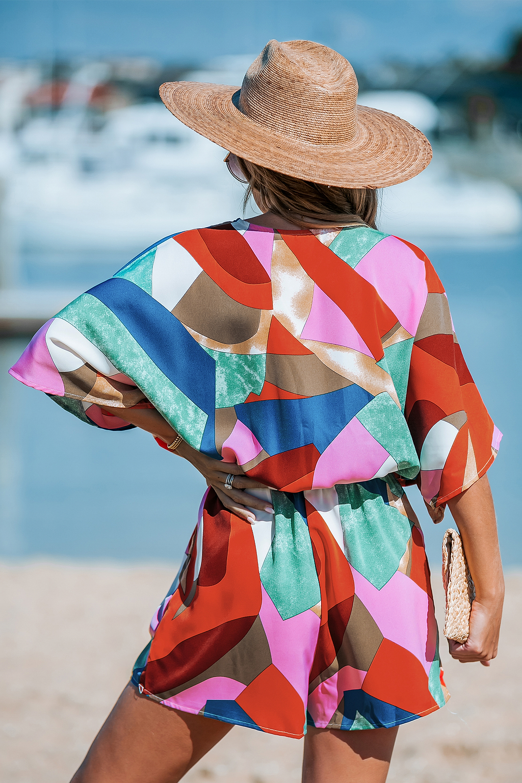 Abstract geo-overhemd met losse pijpen