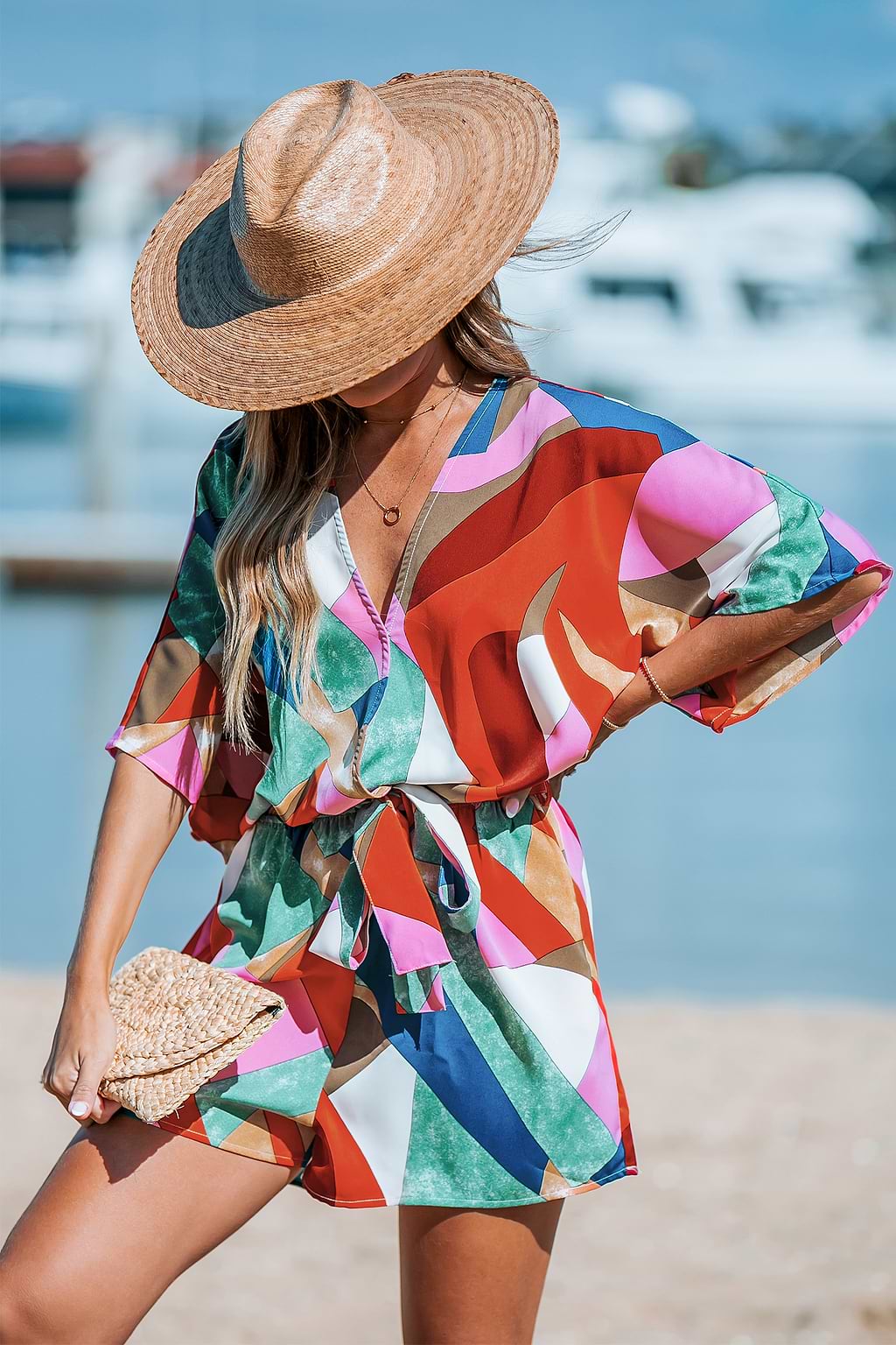 Abstract geo-overhemd met losse pijpen