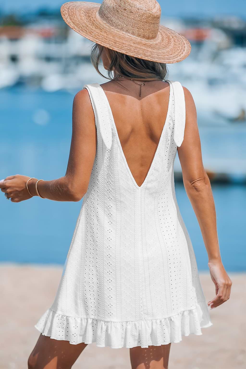 Robe cover up en jersey à œillets avec col scoop