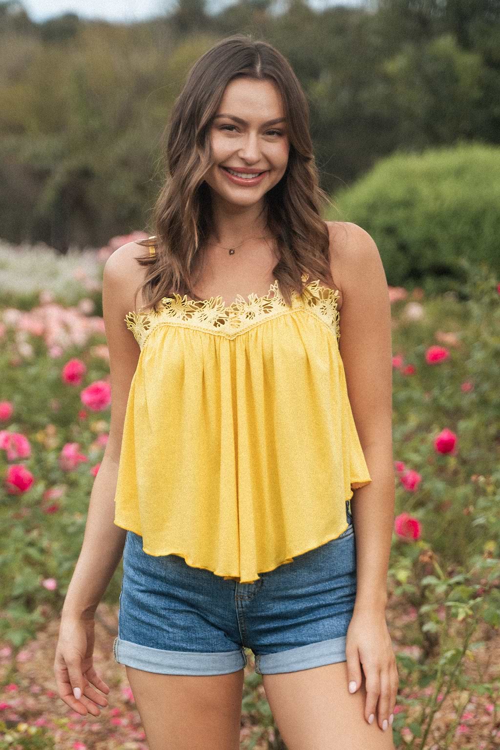 Sunshine Yellow Lace Sweetheart Cami