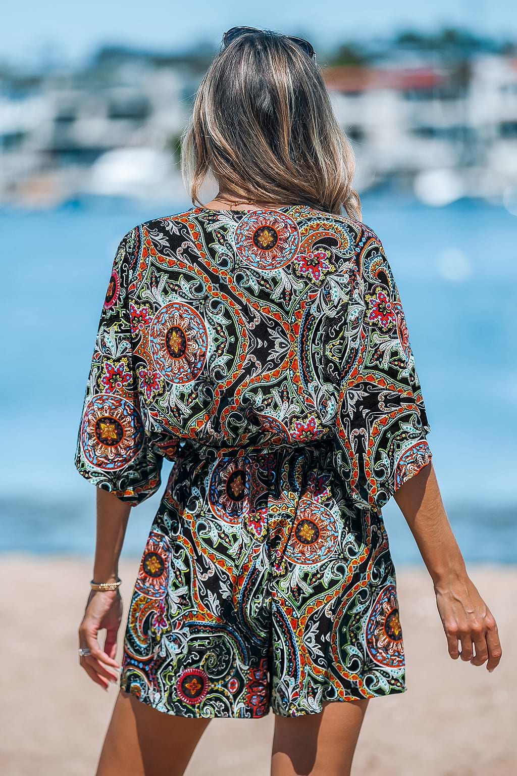 Paisley Surplice Strampler mit halben Ärmeln