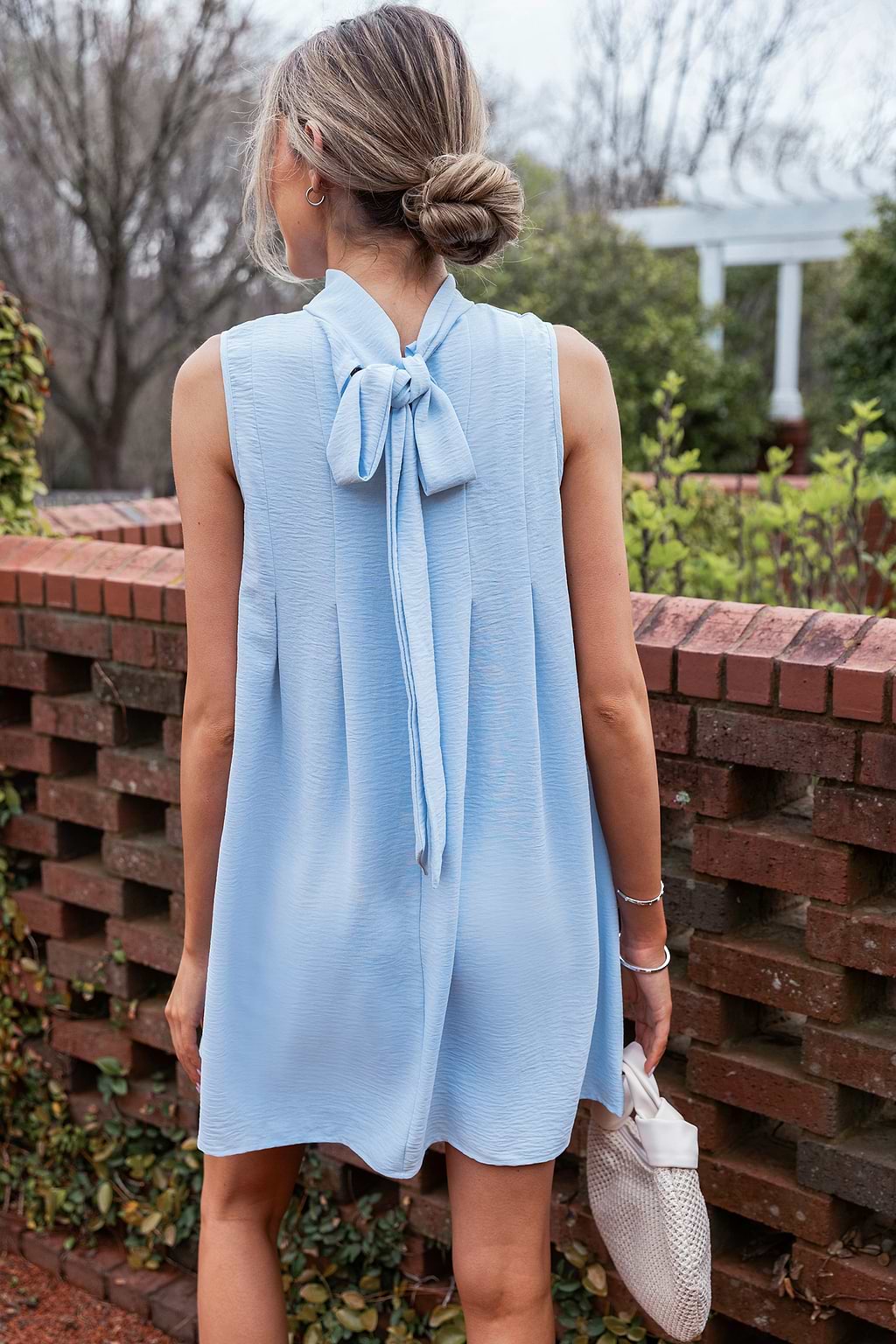 Sky Blue Sleeveless Turtleneck Mini Dress