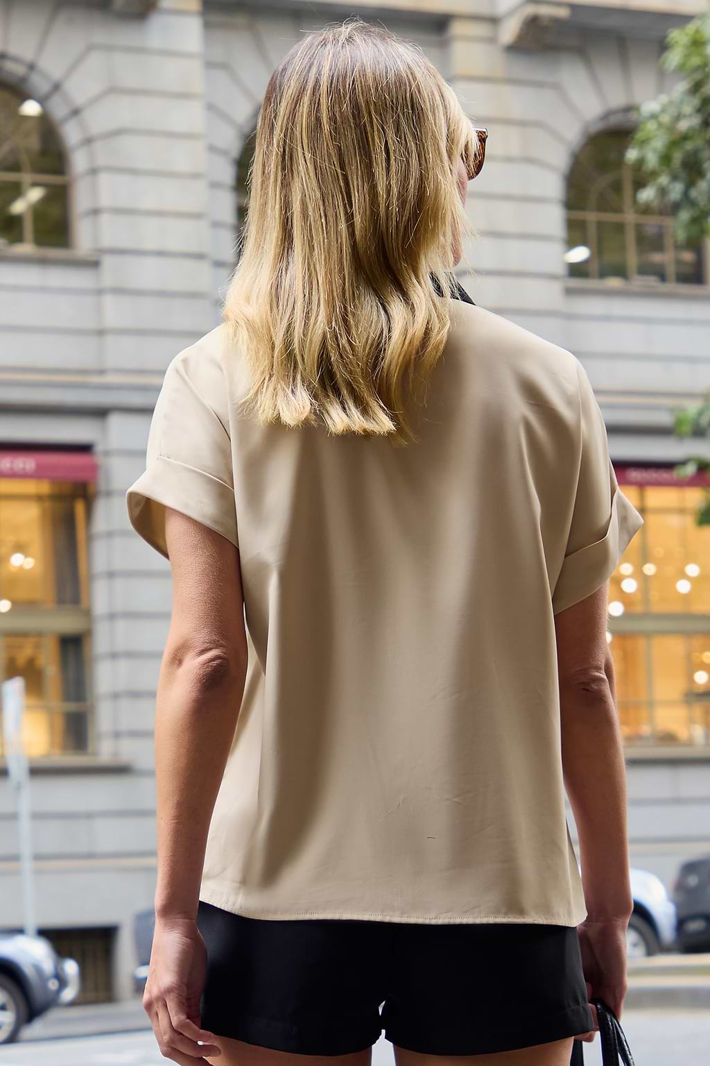 Khaki & Black Colorblock Collared Shirt