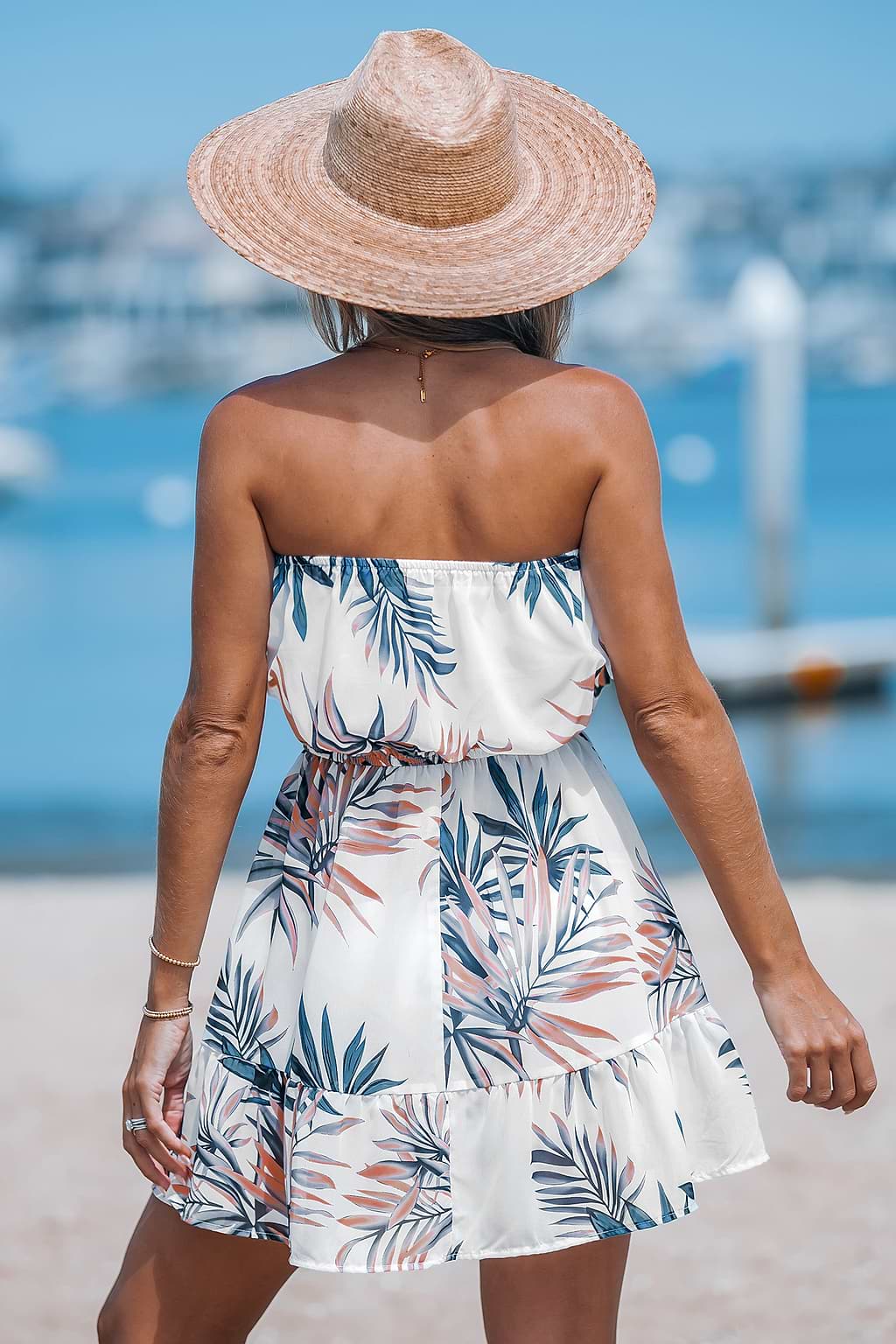 White Tied Waist Mini Tube Dress Cover-Up