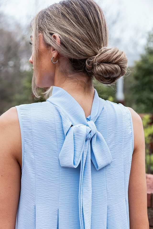 Sky Blue Sleeveless Turtleneck Mini Dress