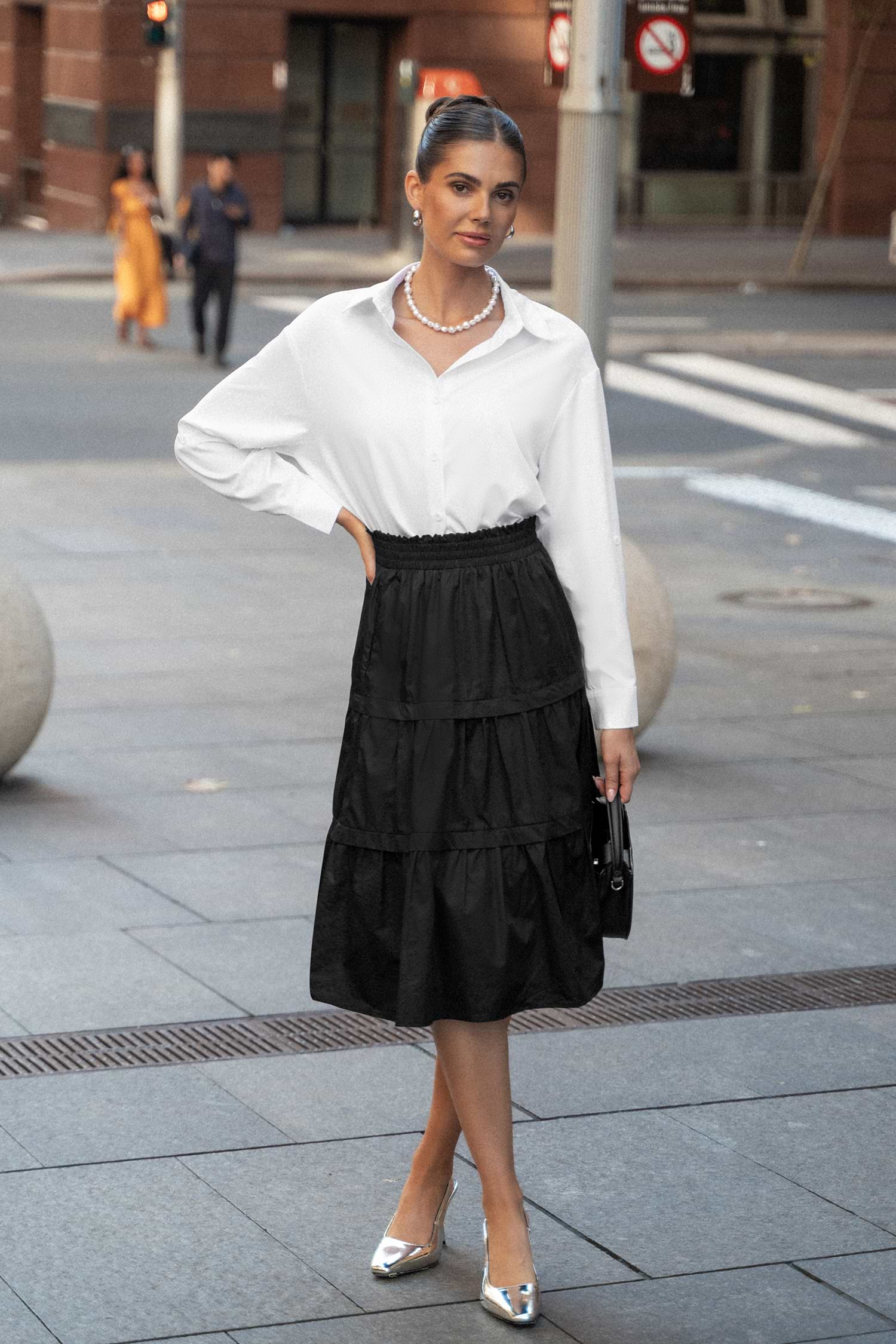 ●ROUGHNECK● Shirred Waist Band Midi Skirt / Black 2398W-Navy-1_x280.jpg?v=1739157848