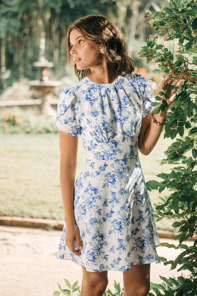 blue dress with white sleeves Shop the Lucia Sheer Sleeve Ruched Mini Dress in Light Blue