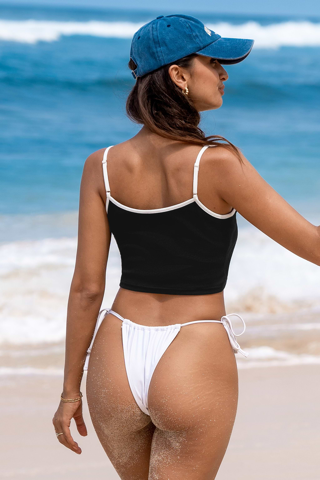 Monochrome Cropped Ribbed Knit Cami