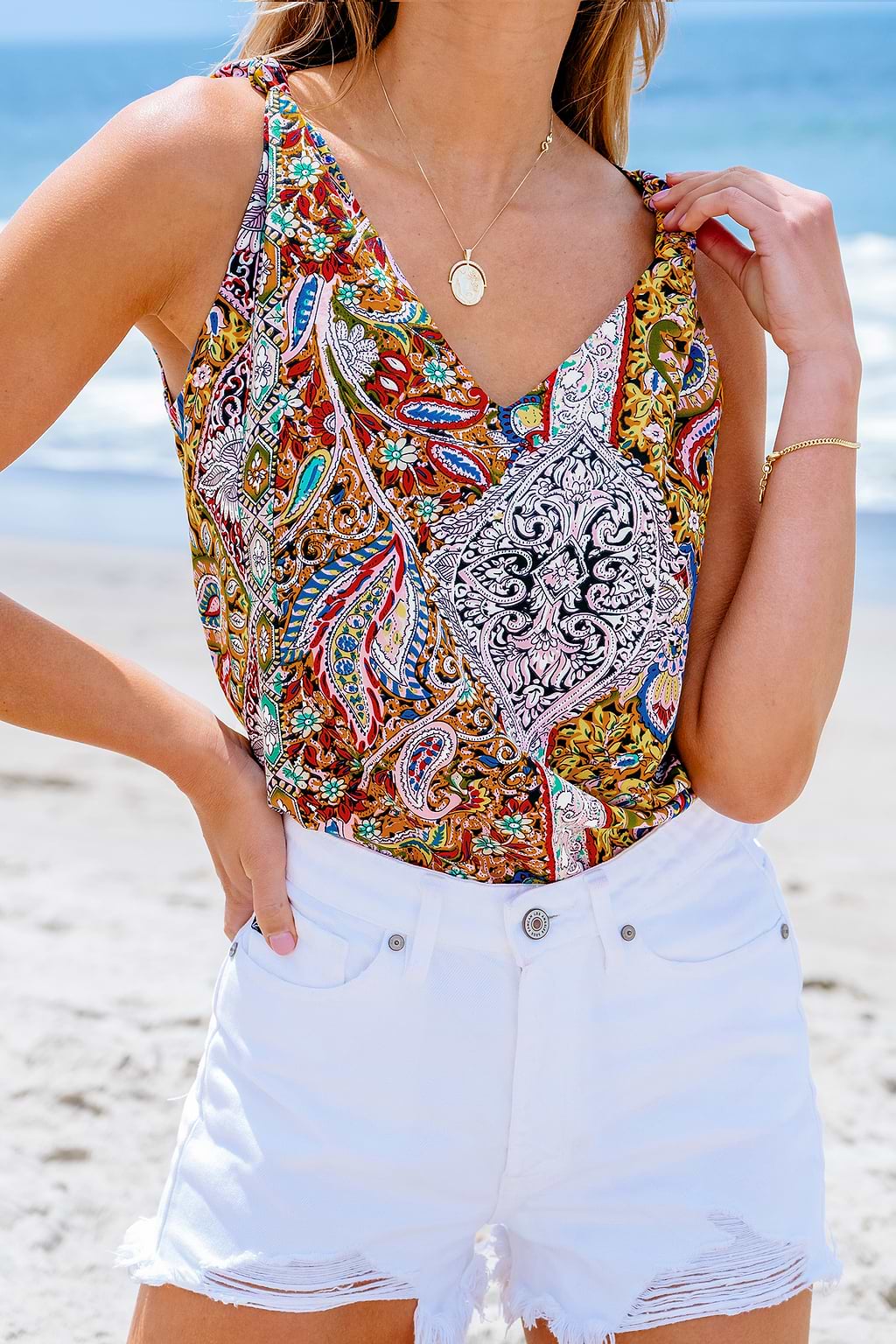 Paisley Print V-Neck Cami