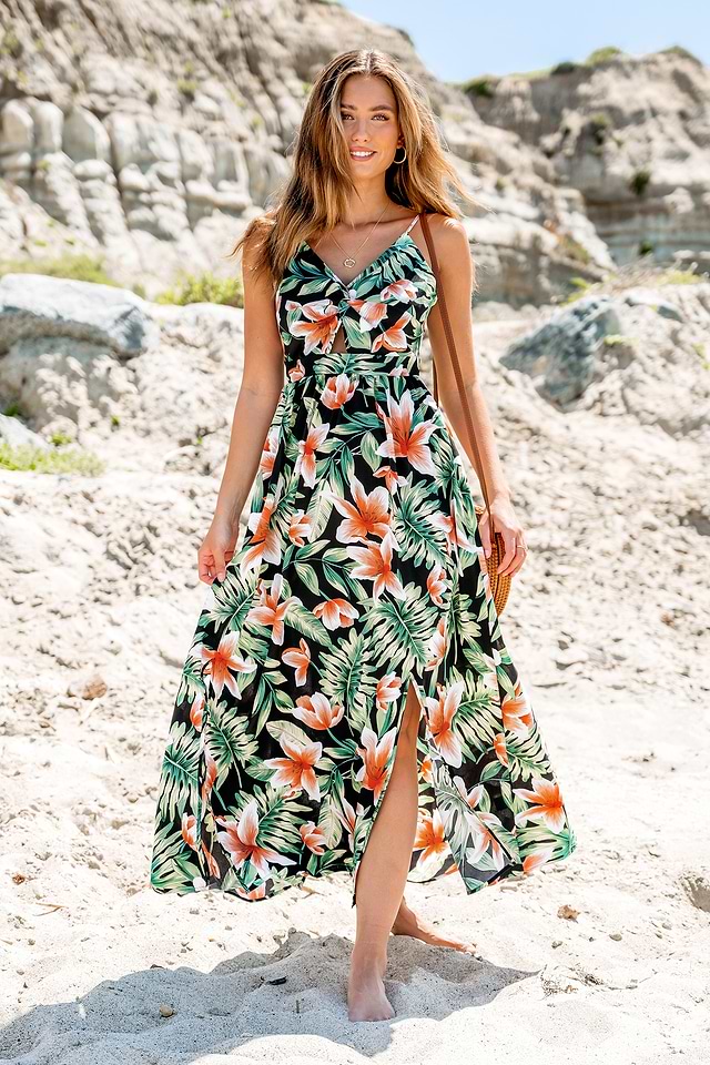 chinese dress ladies Paradise Tropical Print Maxi Dress – Penelope The Label