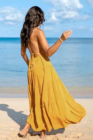 Rollkragen Kleid Maxi Gelbes Maxikleid Mit Rollkragen