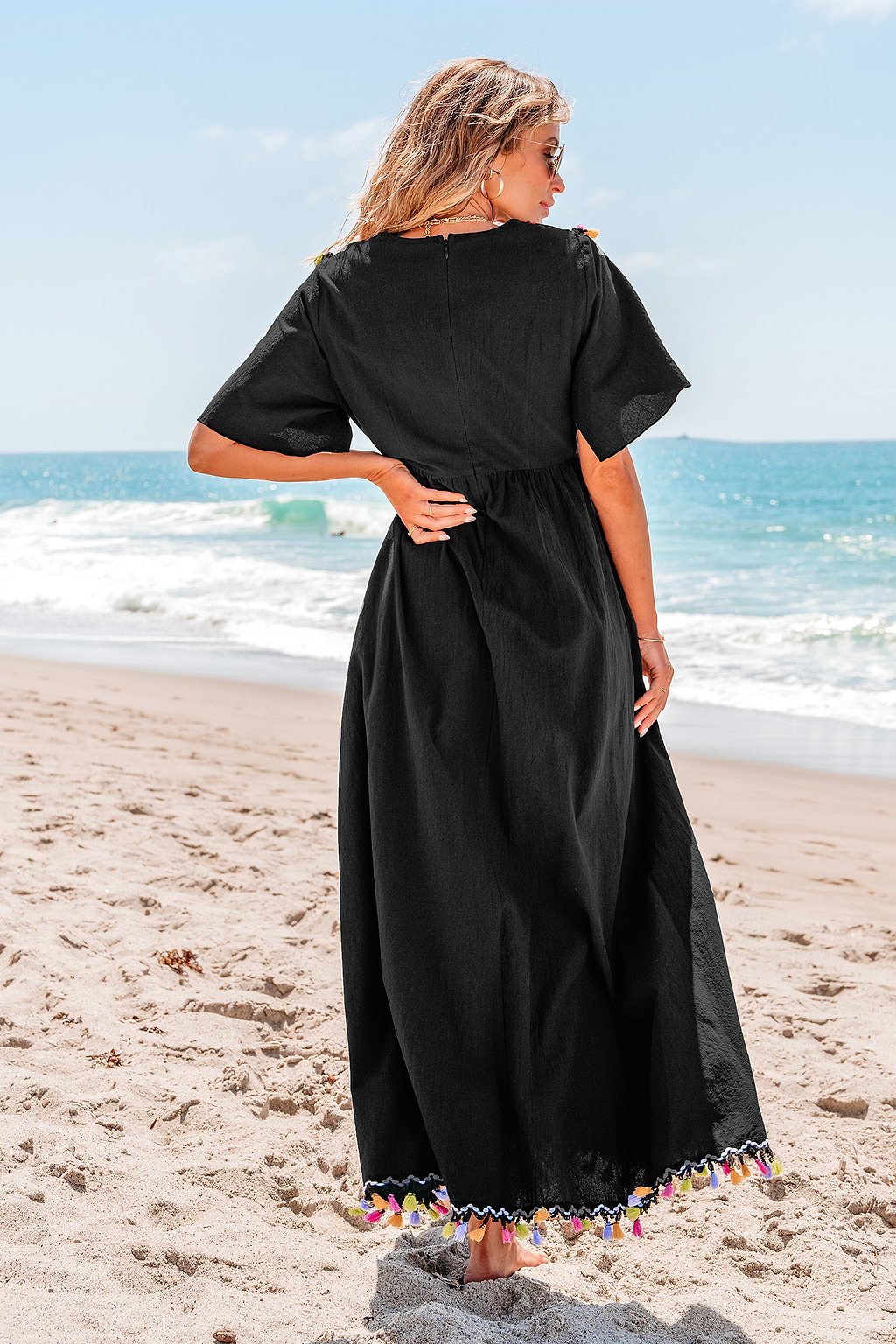 Vestido largo de crochet con cuadrados de abuelita