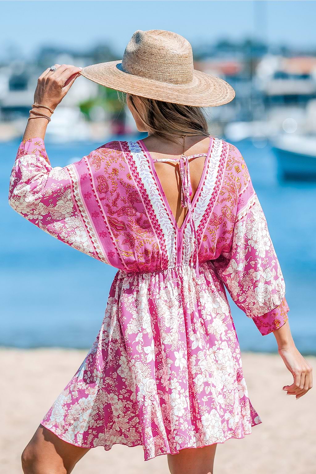 Floral Print Tassel Mini Dress