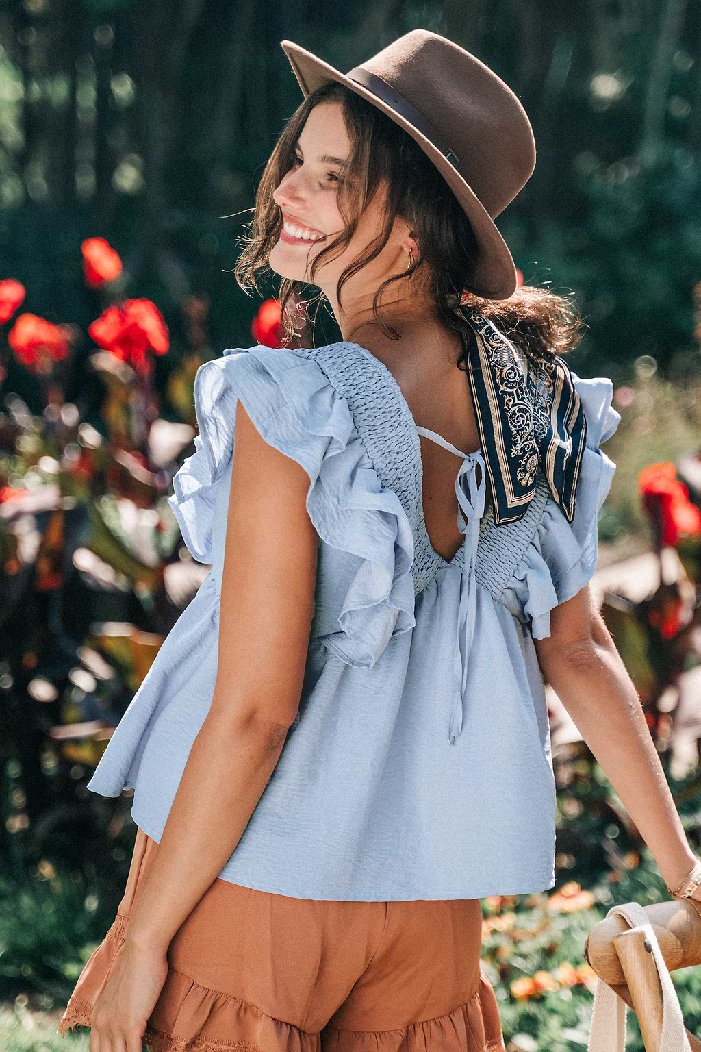 Haut à volants et smocks