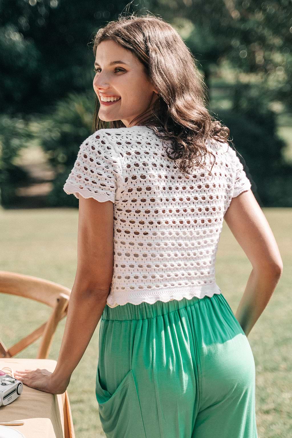 Gehäkelter Cardigan mit Wellenschliff