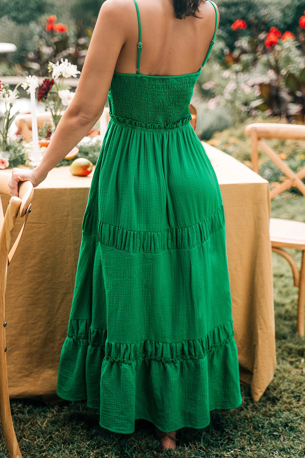 Green Sleeveless Square Neck Maxi Dress