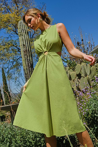 lime green knee length dress Knee Length Lime Colored Dress Half Sleeve A-line Tea-length Chiffon Dress  Lime Green Product