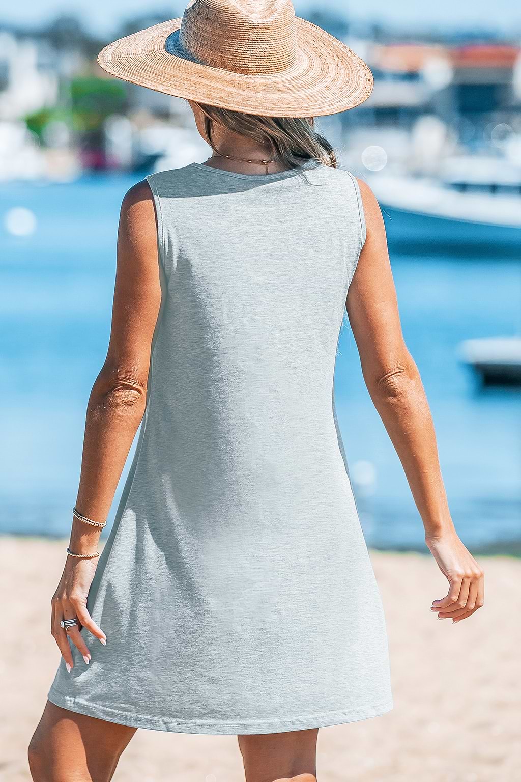 Heathered Knit Lace-Up Mini Dress