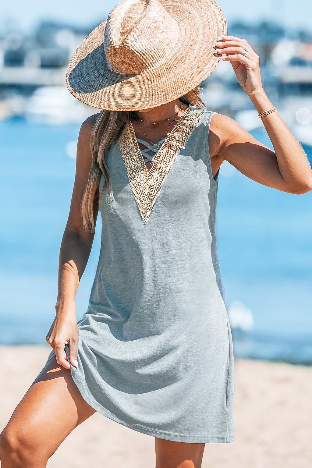 Robe mini à lacer en tricot chiné