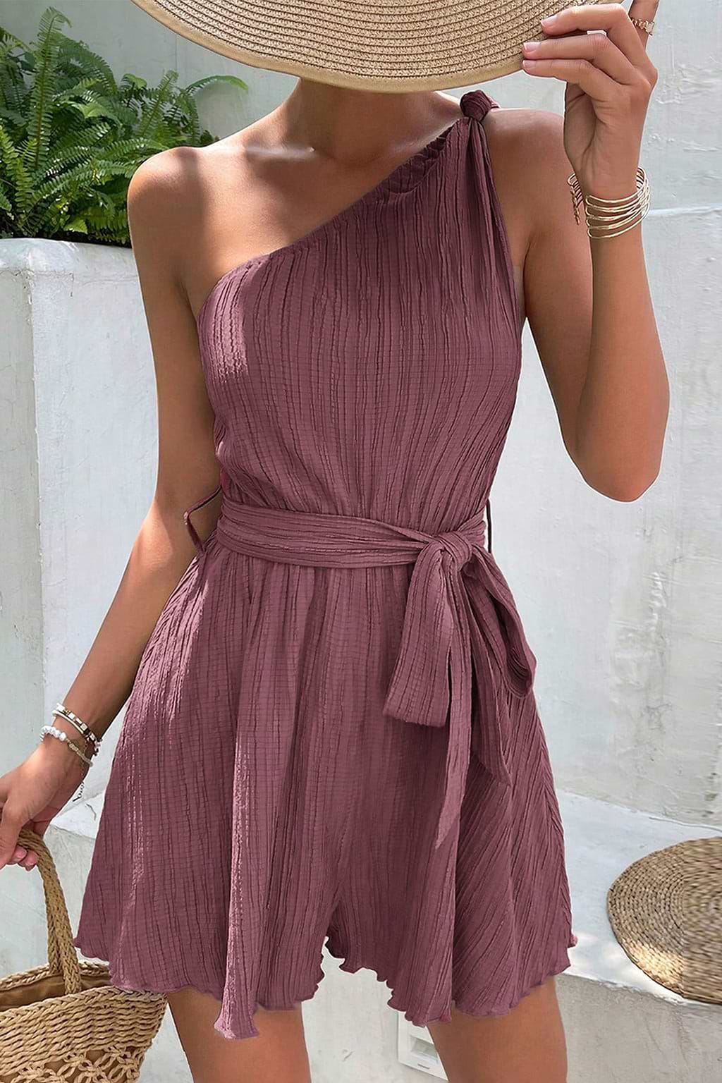 Mameluco asimétrico con lazo en la cintura