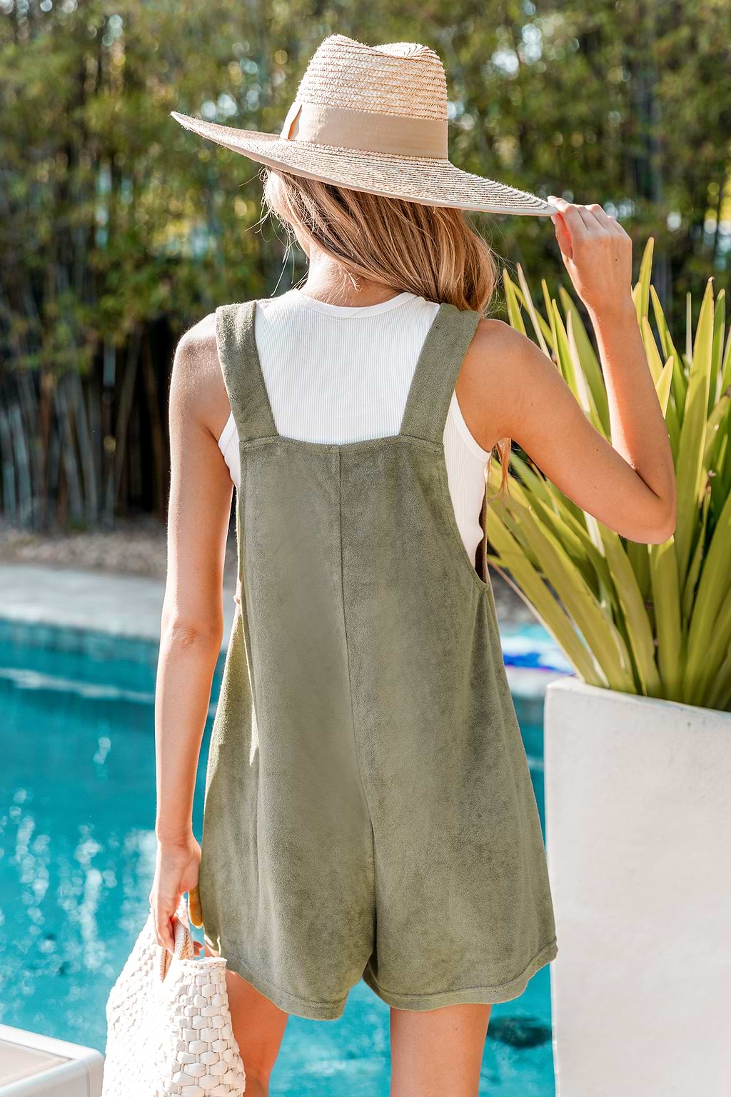 Olive Green Knotted Strap Romper