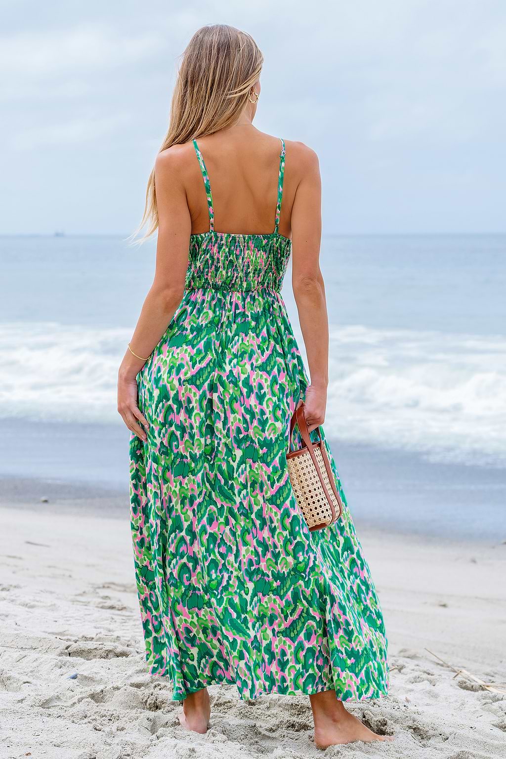 Robe découpée et ruchée à imprimé abstrait