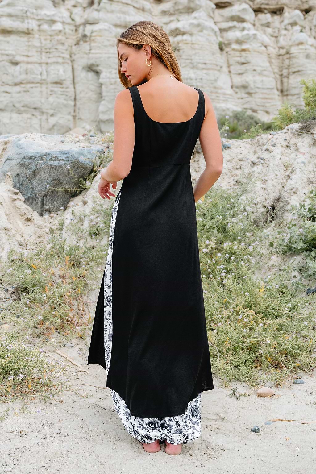 Vestido tipo pareo de algodón con botones