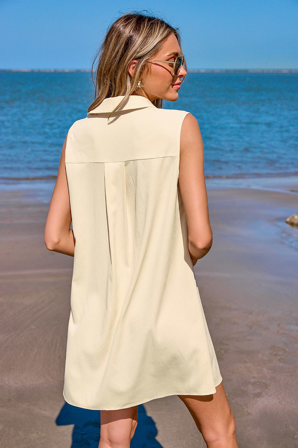 Apricot Mini Shirt Dress