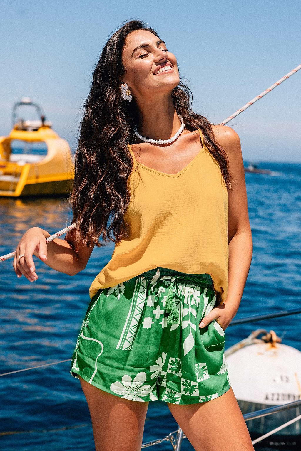 Yellow Woven V-Neck Cami