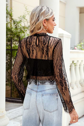 Chemisier Haut Col Montant Dentelle Chemise Col Montant Dentelle