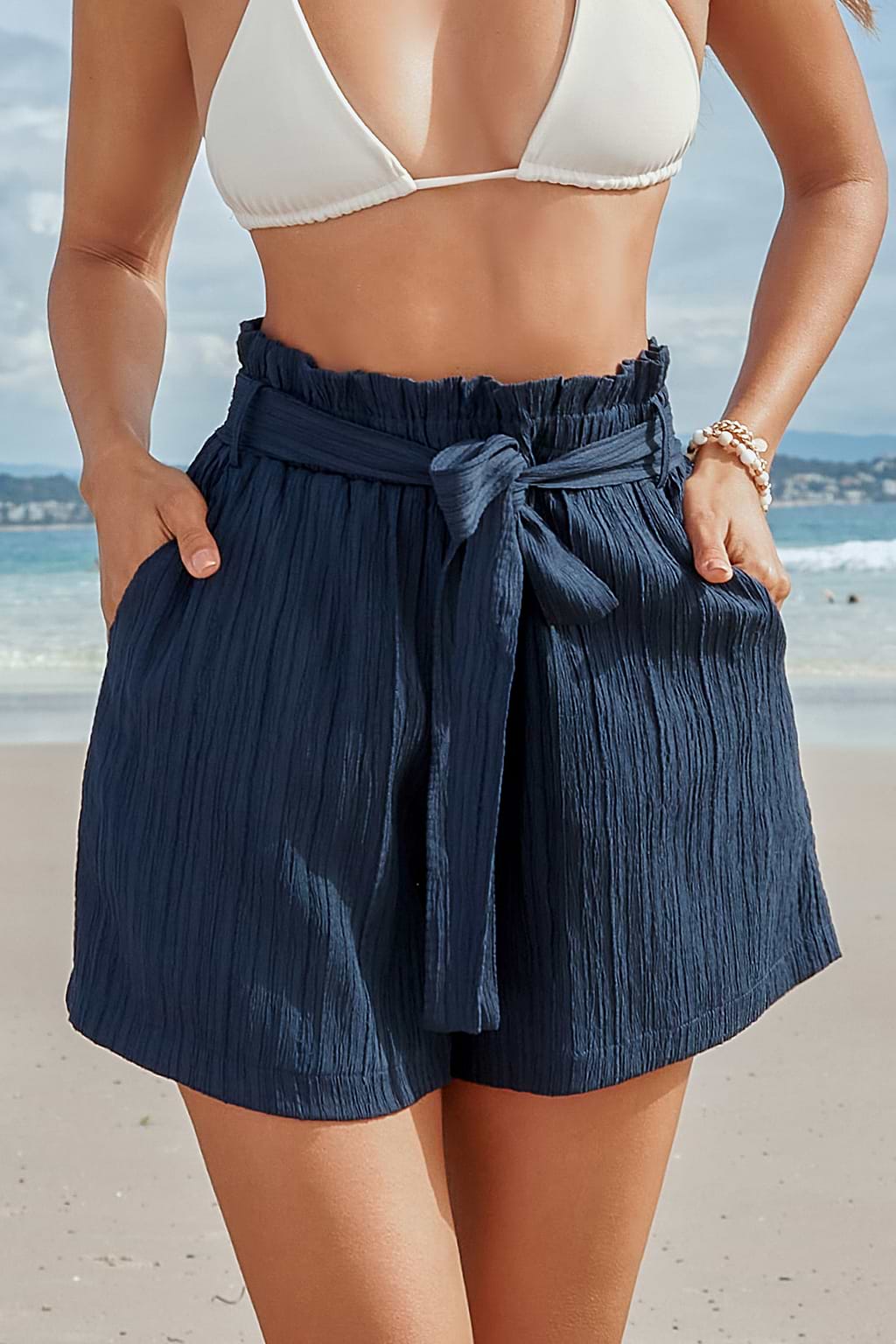 Belted Paperbag Waist Shorts