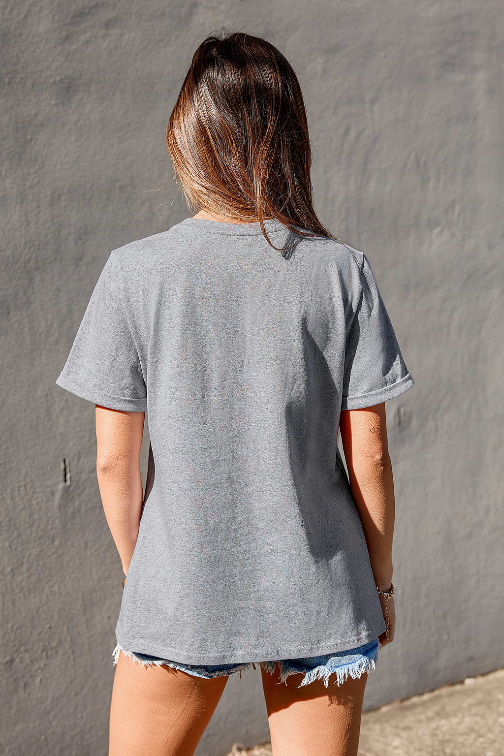 Grijs jersey T-shirt met ronde hals