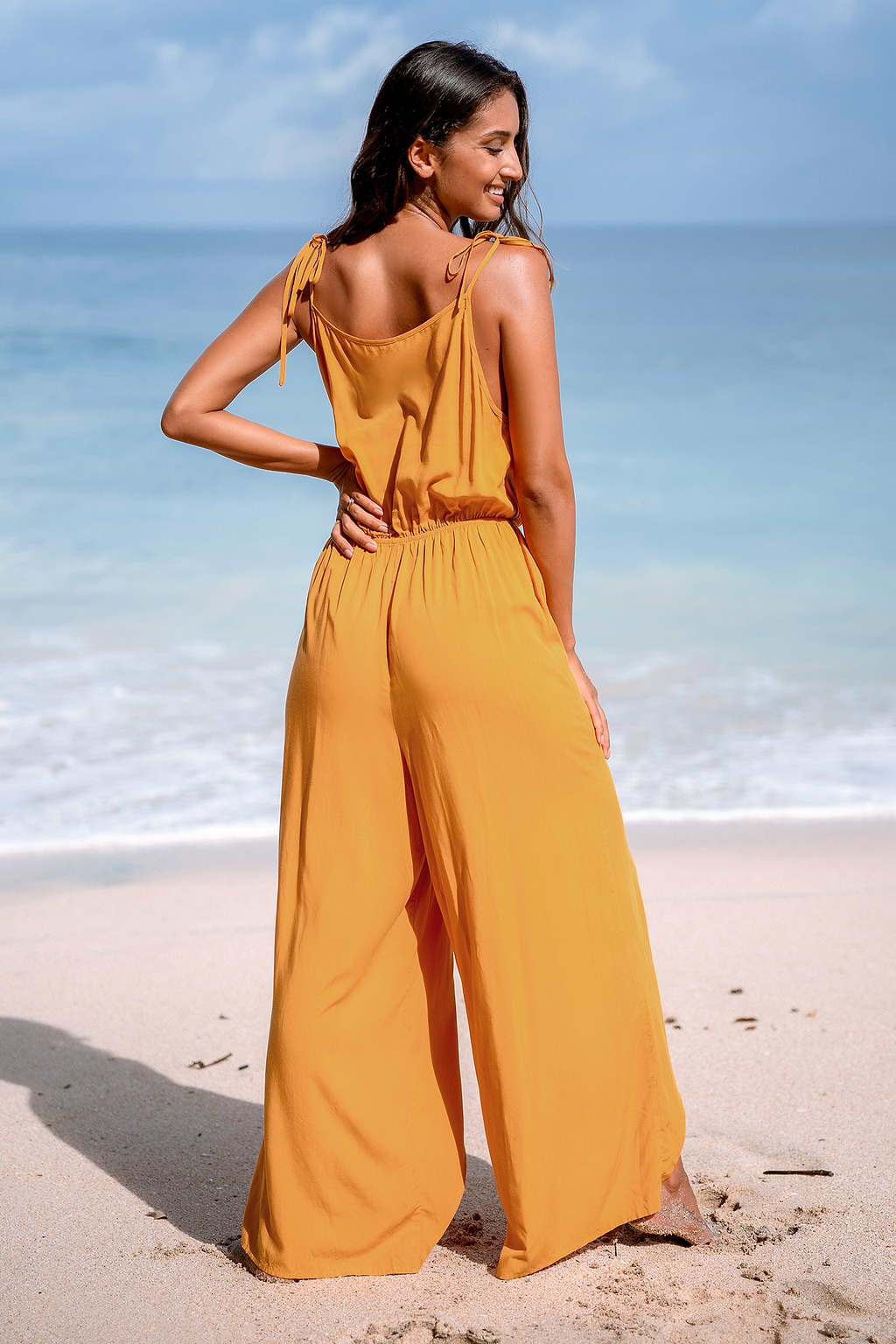 Rust Tulip Hem Jumpsuit