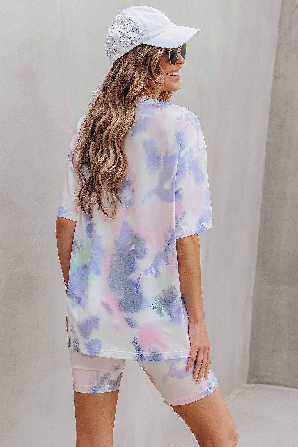 Summer Graphic Tie Dye Tee & Biker Shorts Set