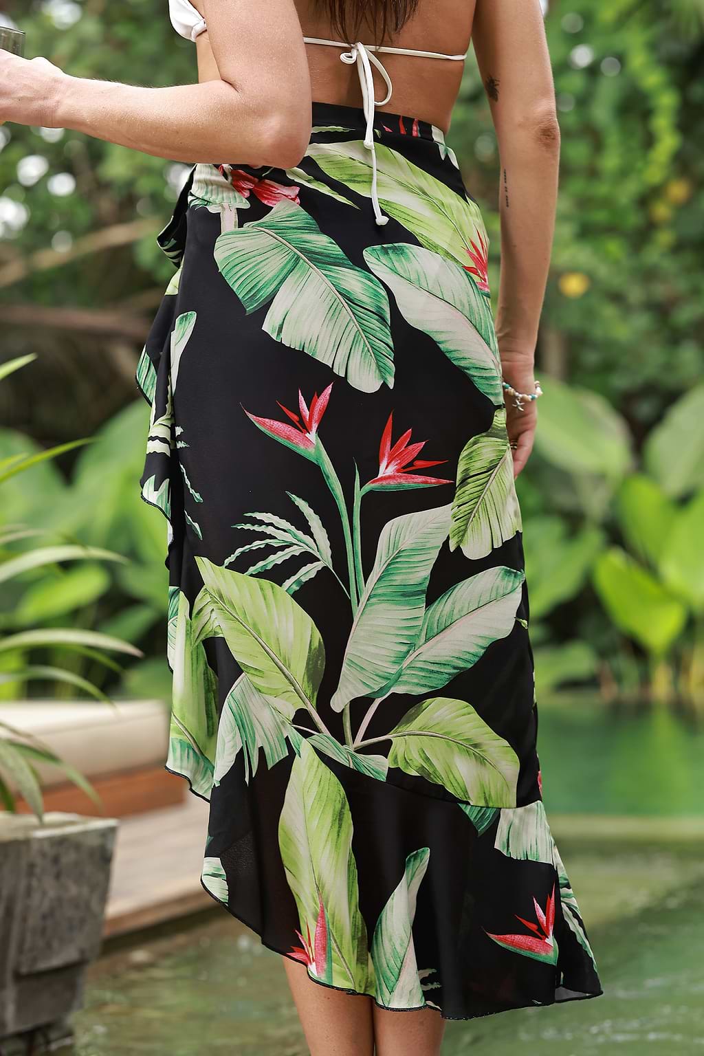 Tropical Ruffled Cover-Up Sarong