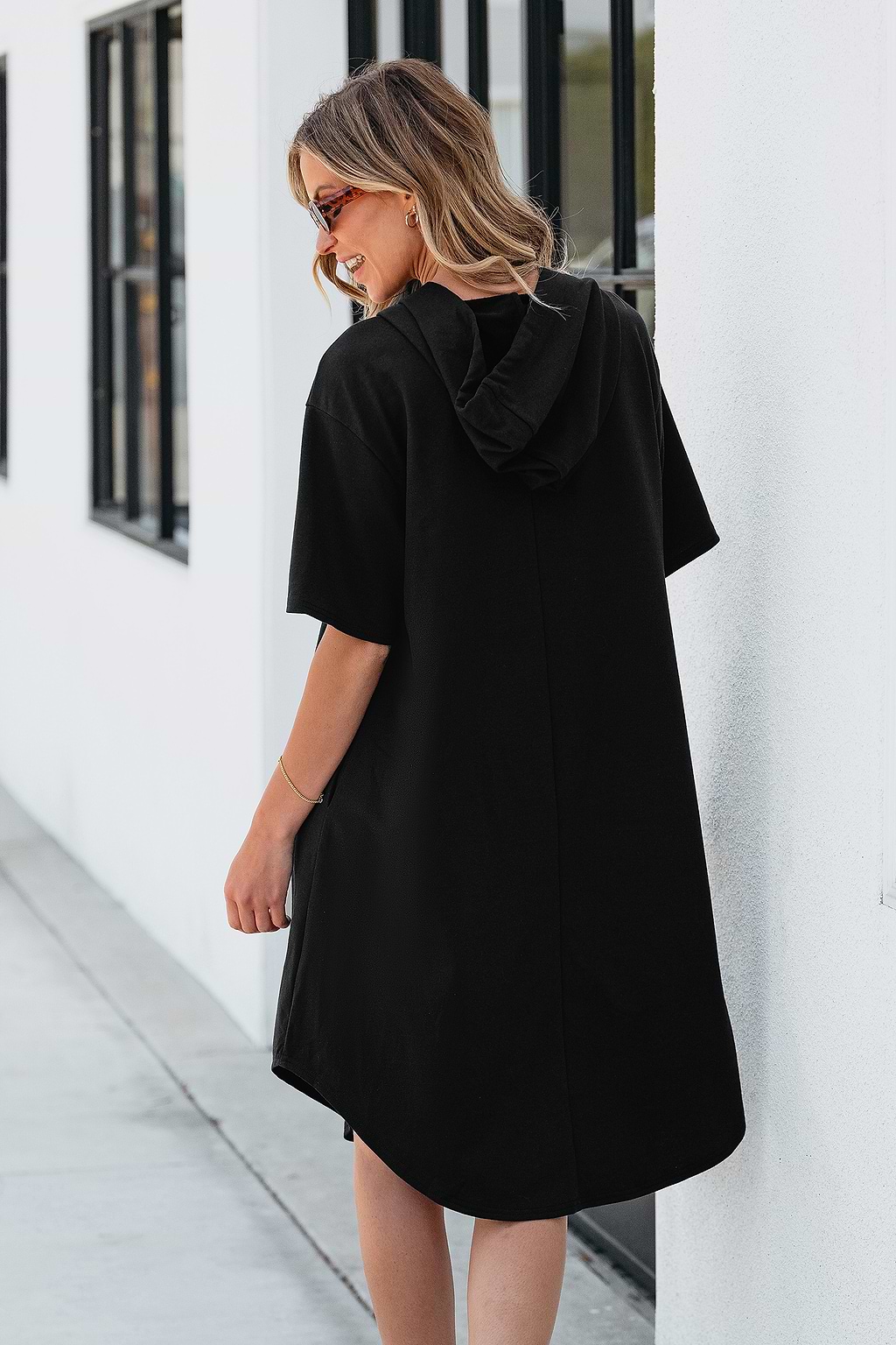 Half-Zip Hooded Mini Dress