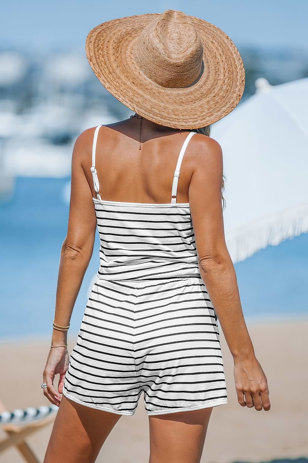 Striped Drawstring Cami Playsuit