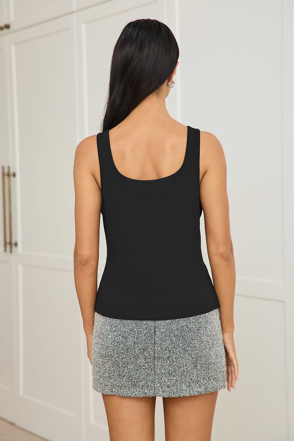 Onyx Notched Neck Tank Top