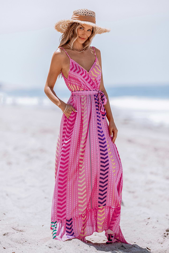 shape pink tropical print woven lace cup detail maxi dress Sorella Maxi Dress Tropical Pink Dress Shape Brown Printed Woven Lace Cup Maxi Dress Shape PLT