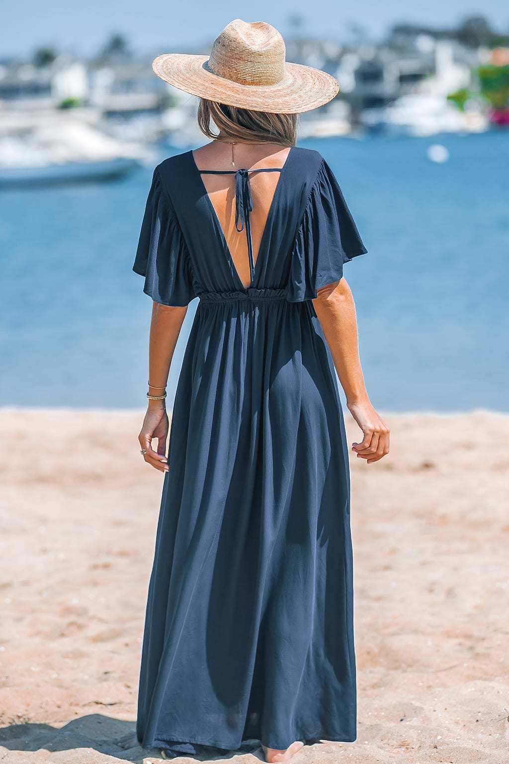 Ruffled V-Neck Maxi Dress