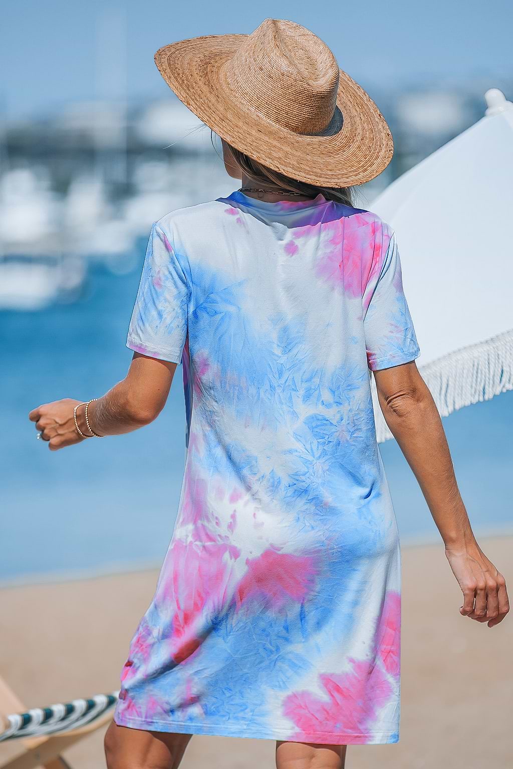 Pink & Blue Tie Dye Mini Dress