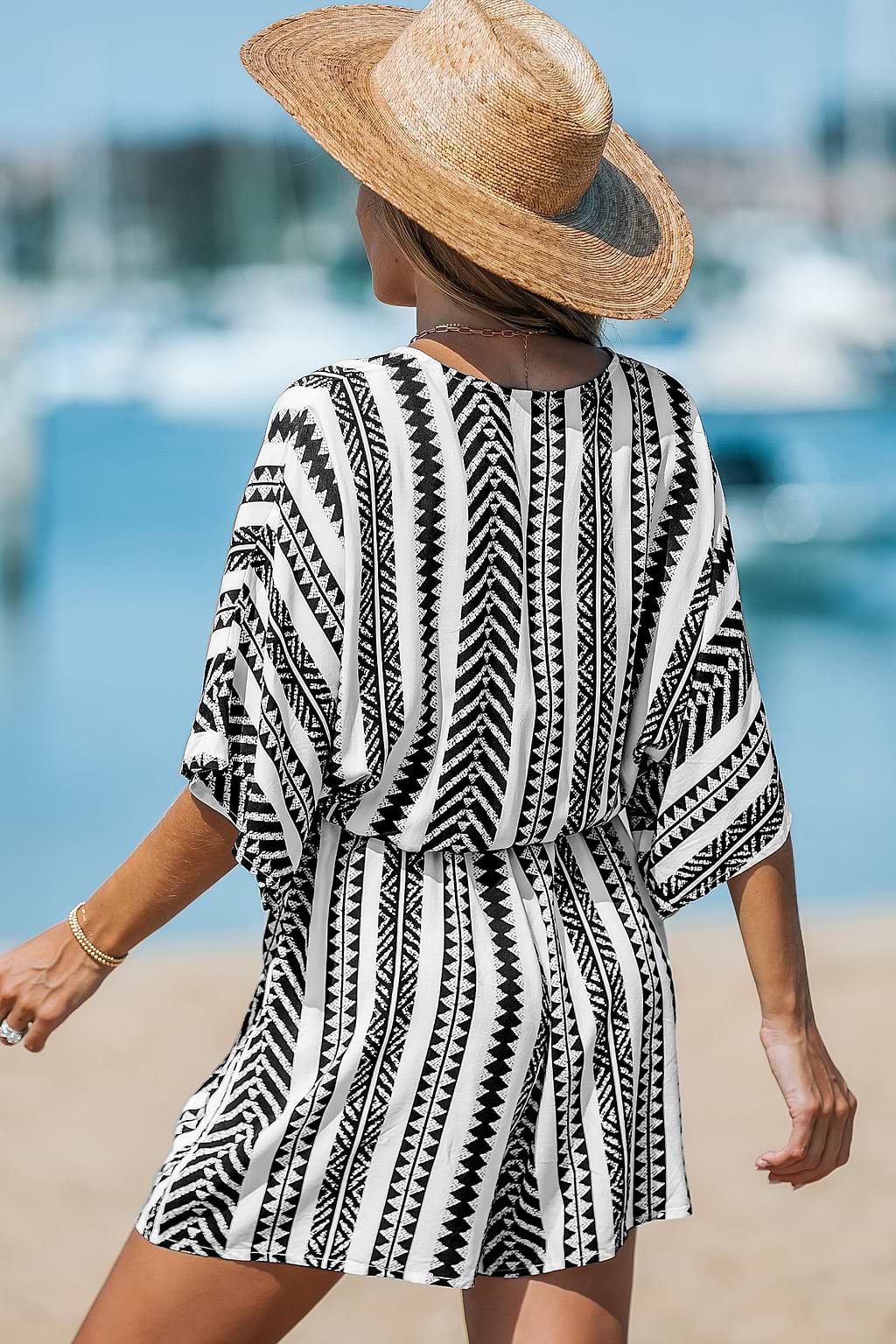 Black & White Geo Striped Romper
