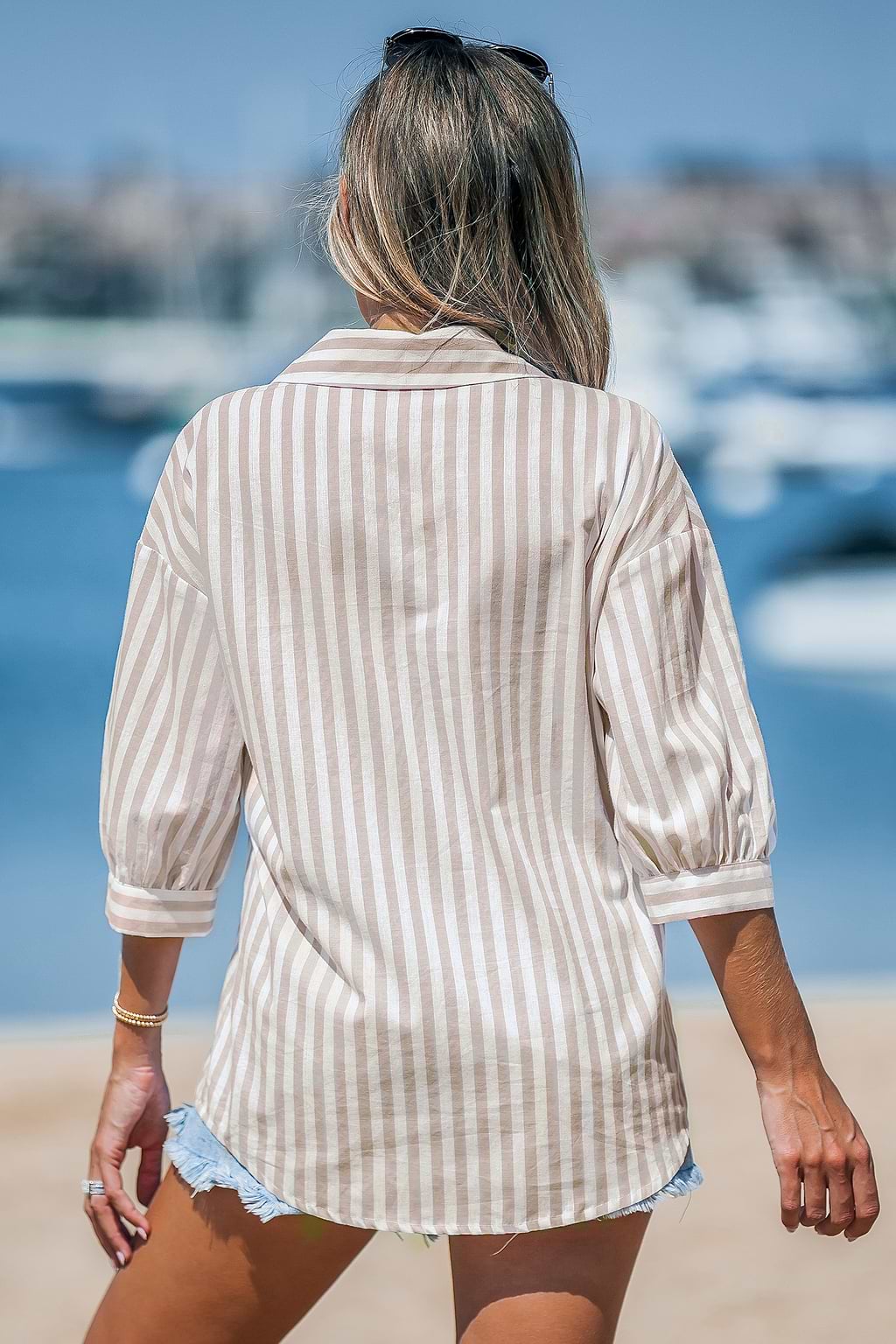 Haut en pur coton avec col de chemise et boutons