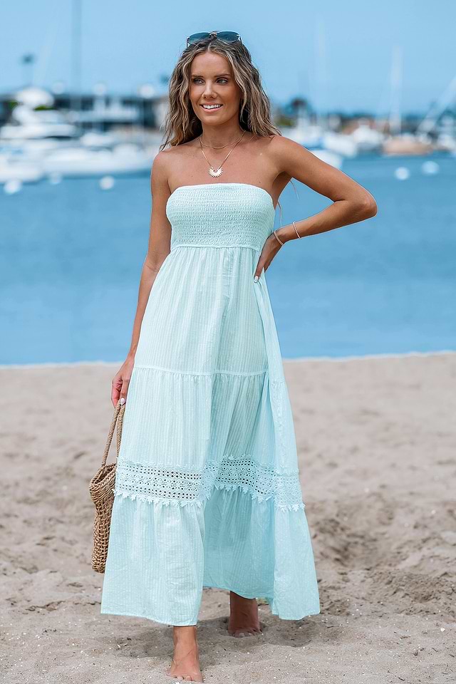 Sheer Smocked Cover-Up Tube Dress