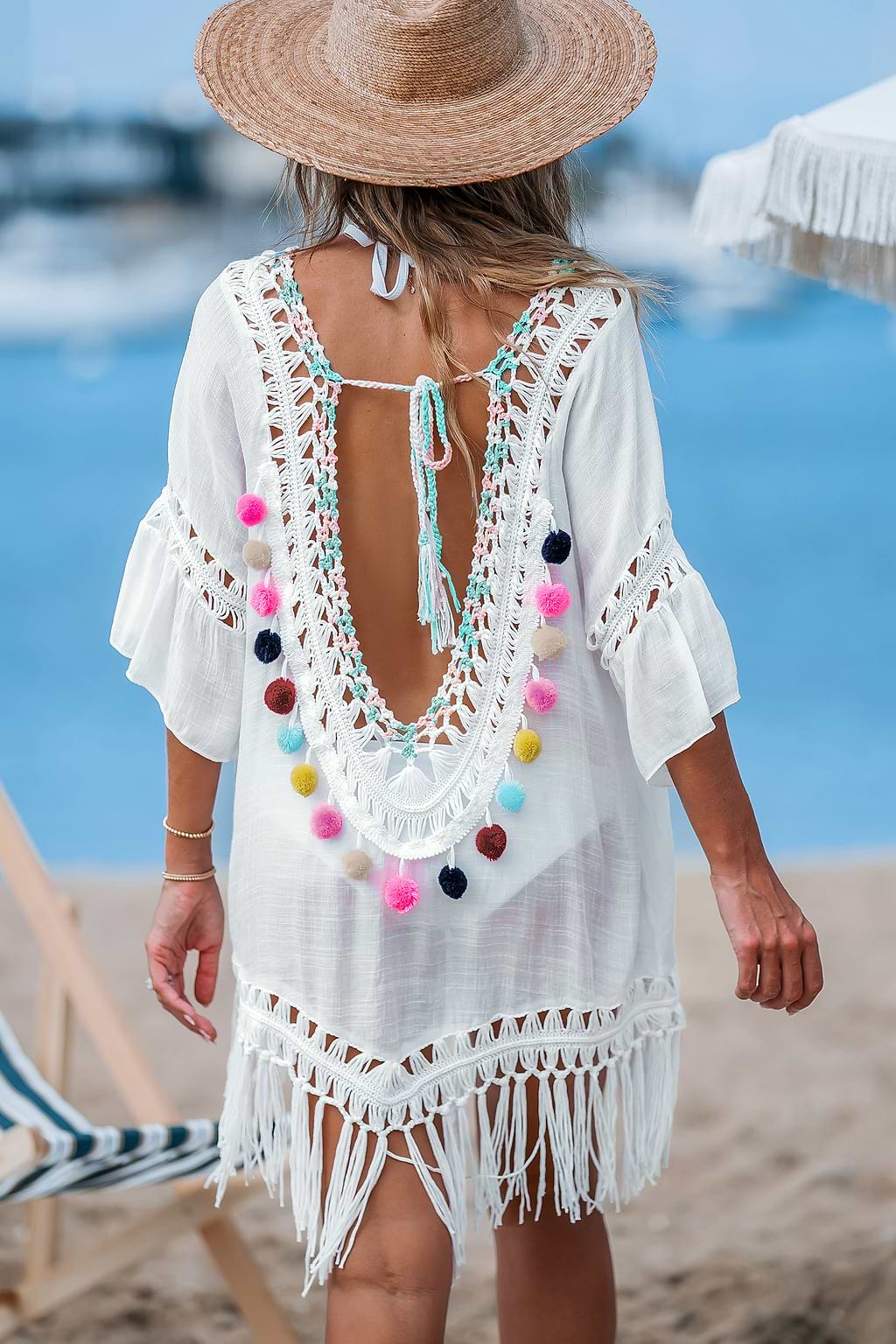 Pom Pom Fringe Cover-Up Dress